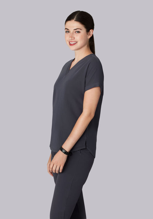 Oversized V Neck Top Pewter