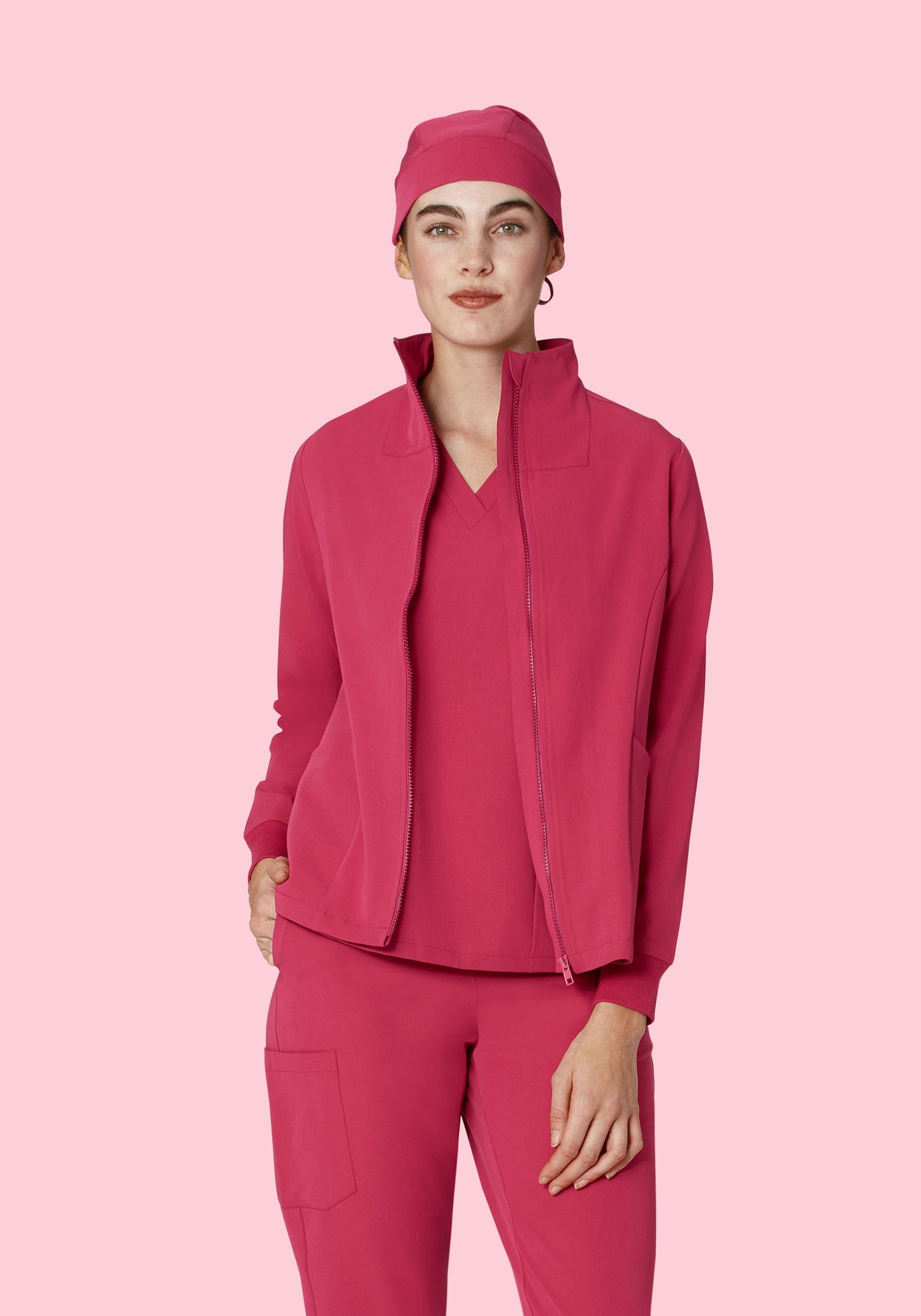 Women's Modern Scrub Jacket Deep Magenta