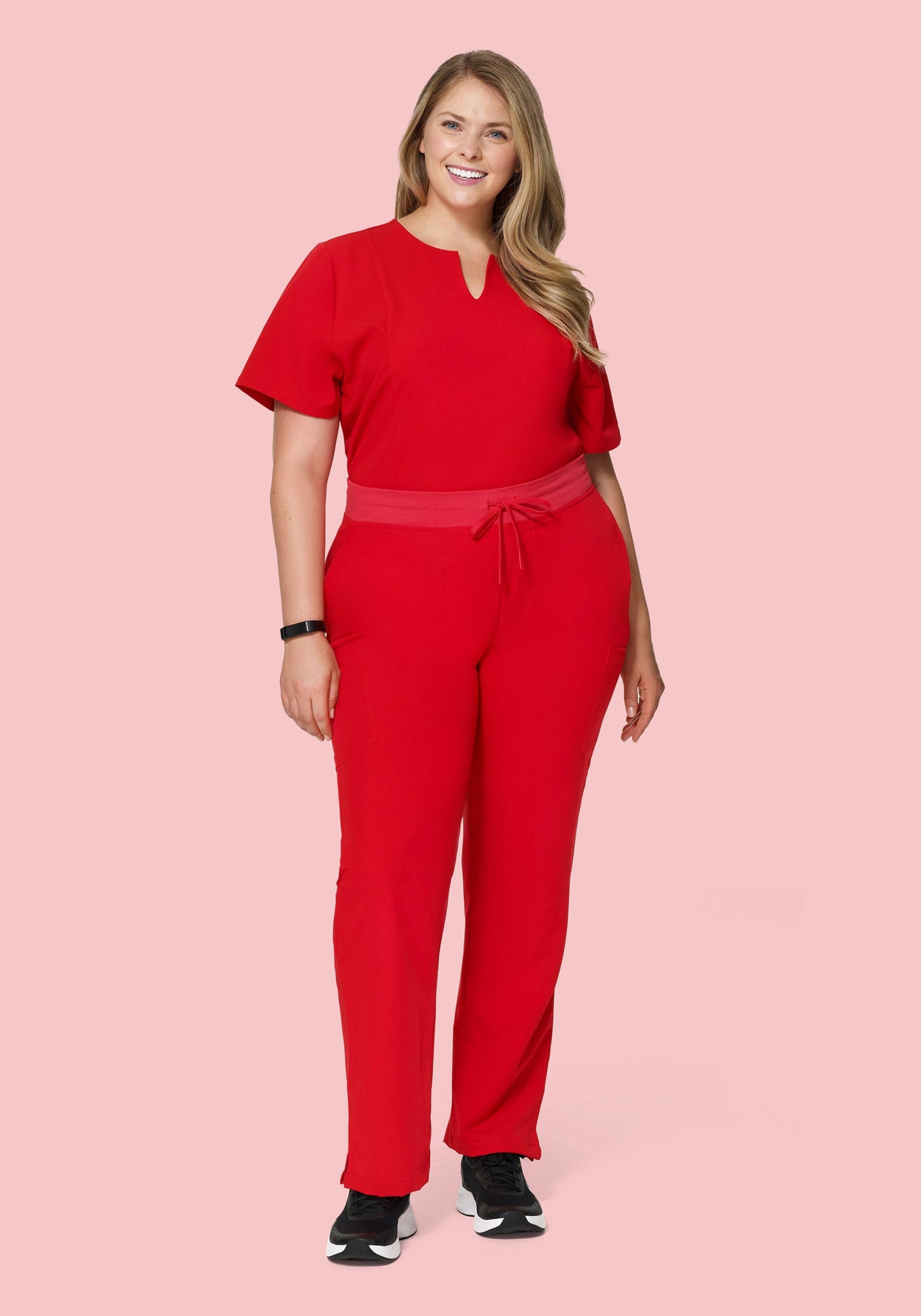 5 Pocket Notch Neck Top Candy Red