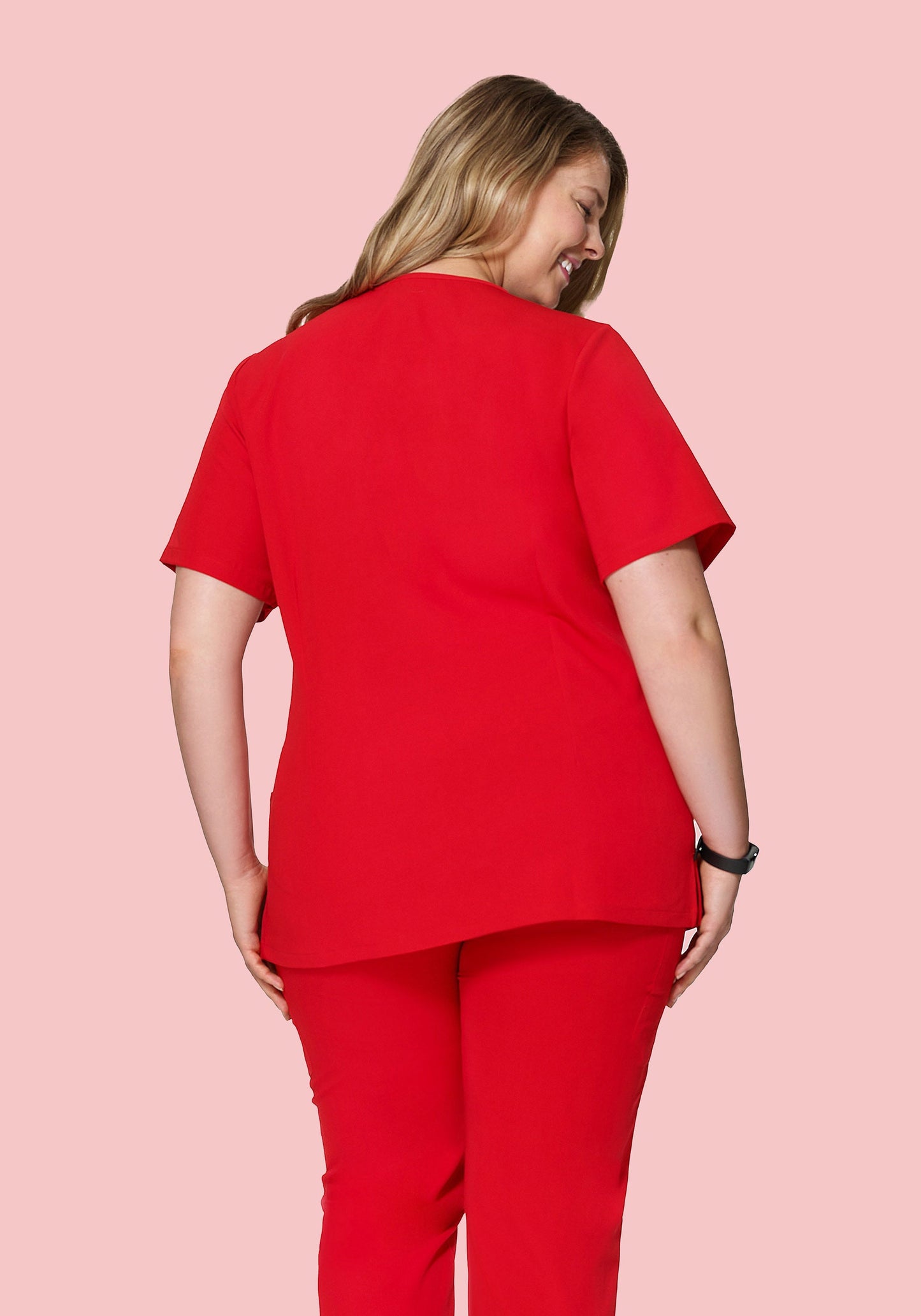 5 Pocket Notch Neck Top Candy Red