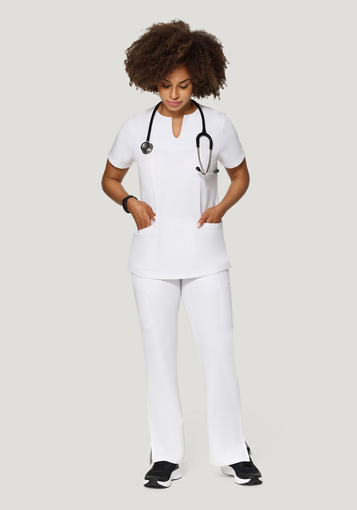 5 Pocket Notch Neck Top White