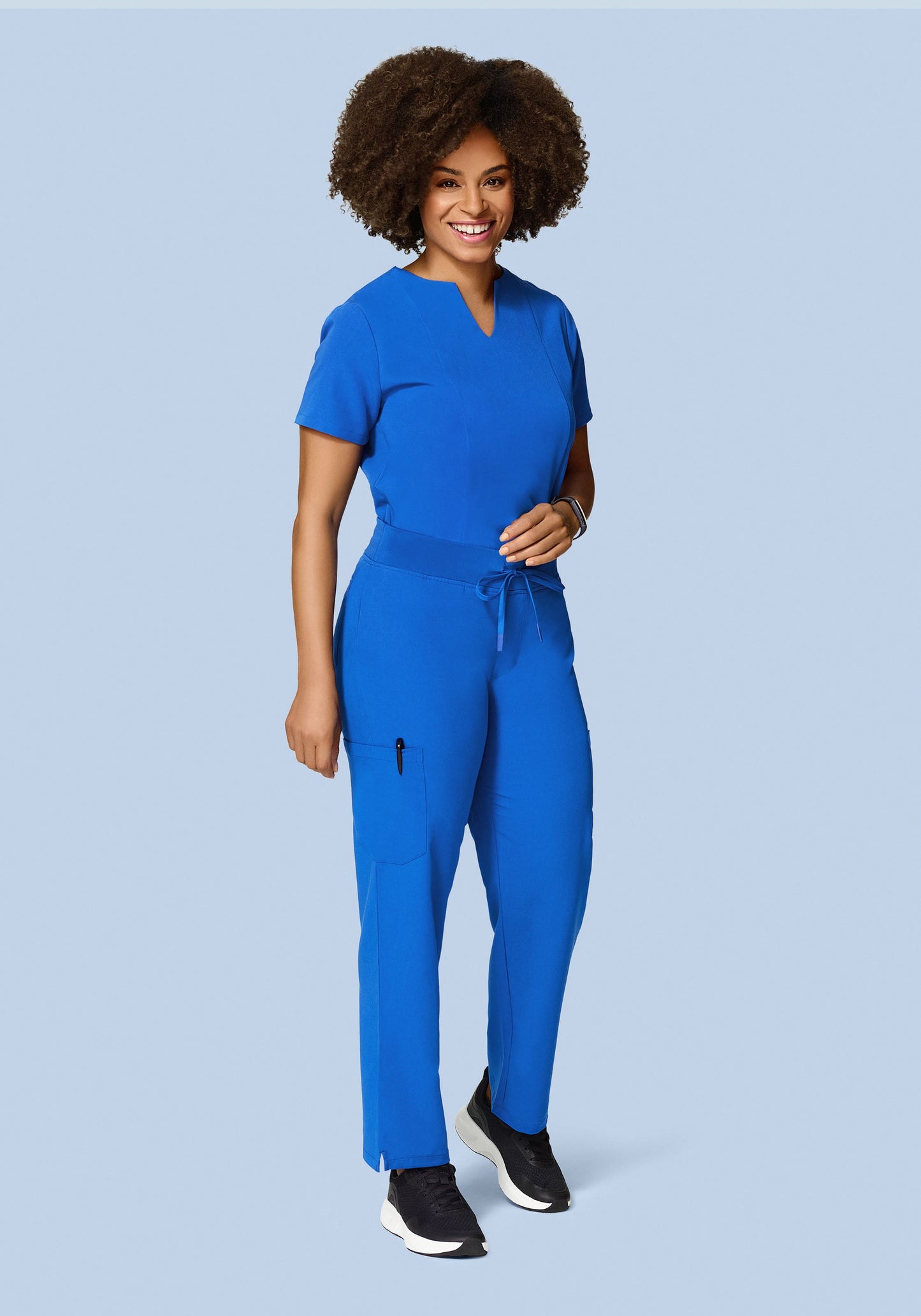 5 Pocket Notch Neck Top Royal Blue