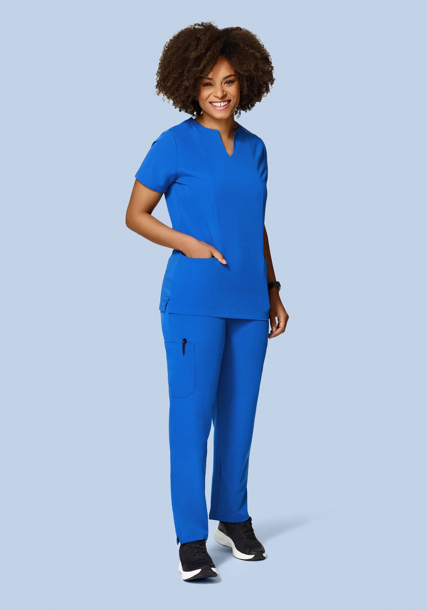 5 Pocket Notch Neck Top Royal Blue