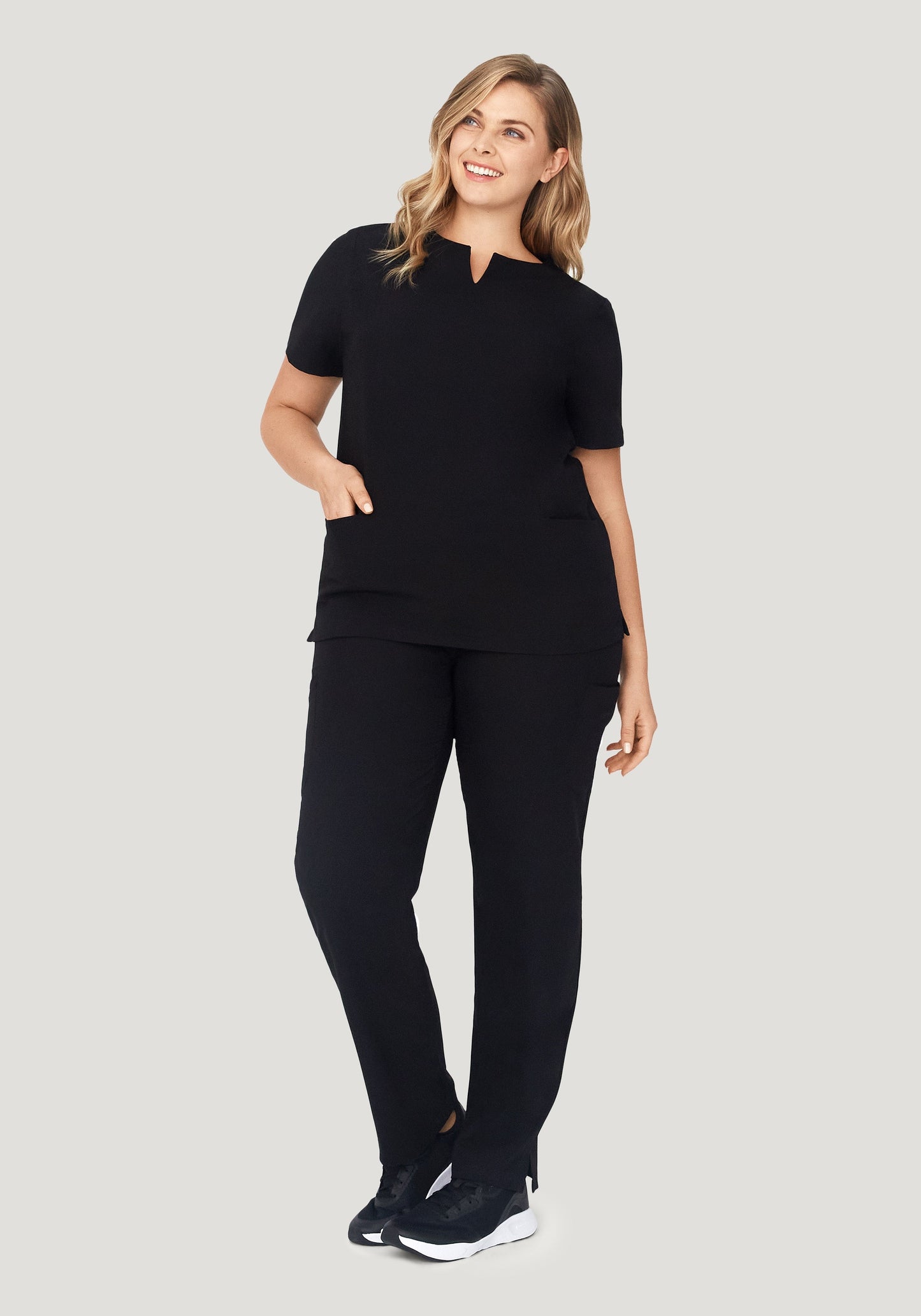5 Pocket Notch Neck Top Black