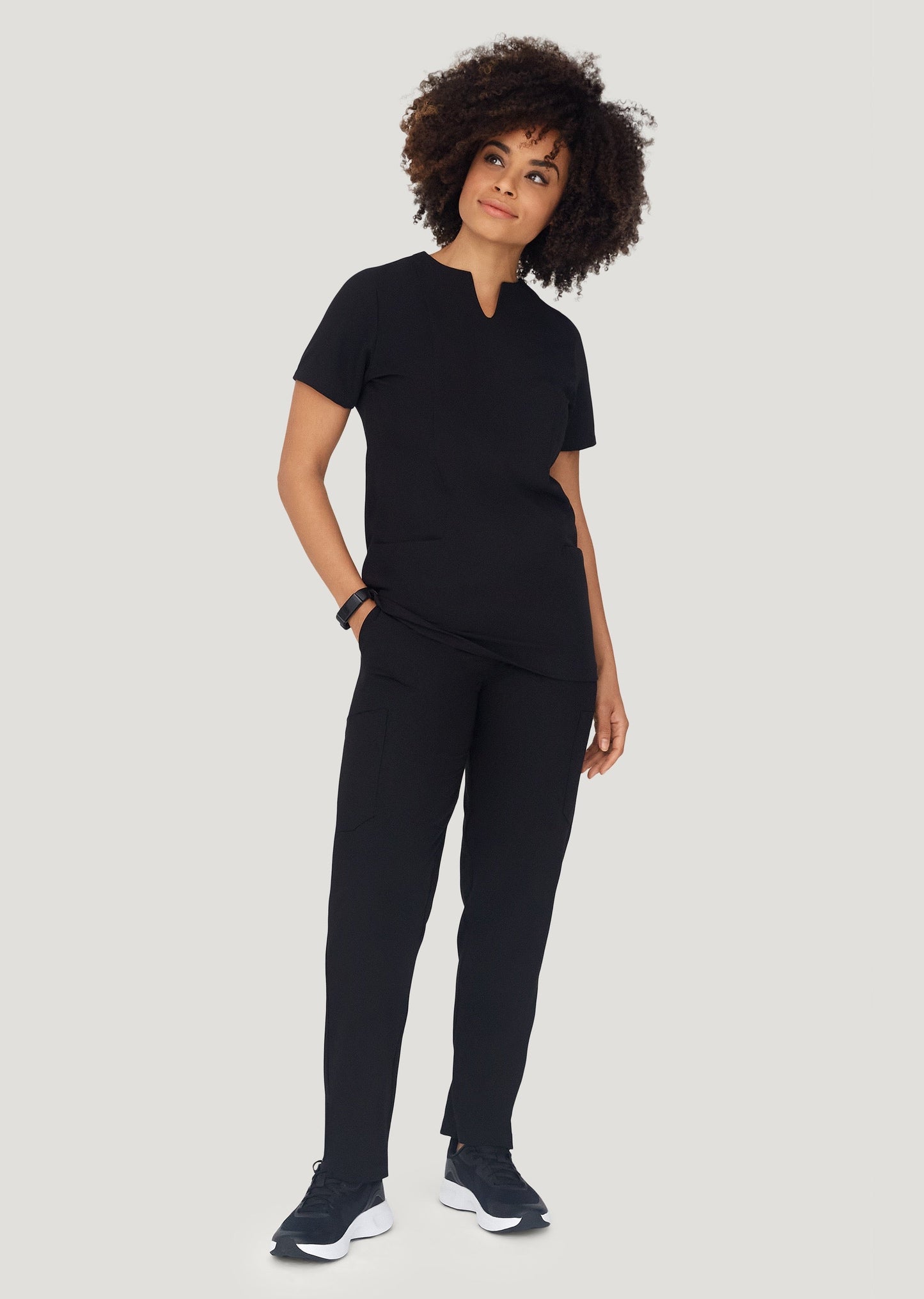 5 Pocket Notch Neck Top Black
