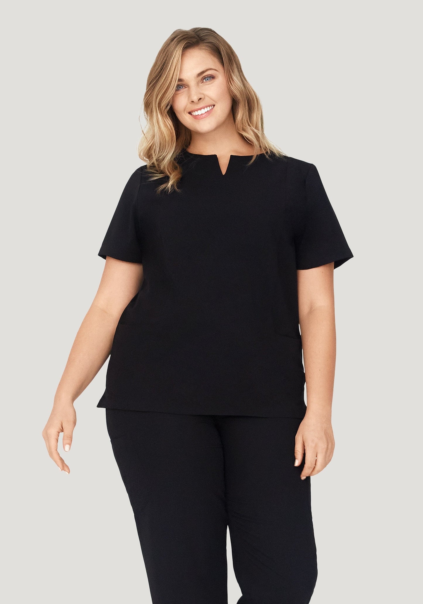 5 Pocket Notch Neck Top Black