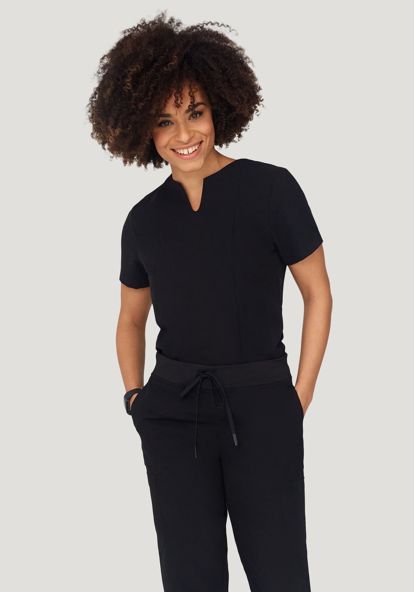 5 Pocket Notch Neck Top Black