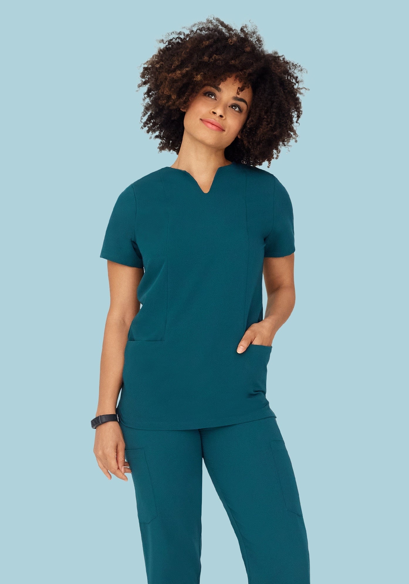 5 Pocket Notch Neck Top Caribbean Blue
