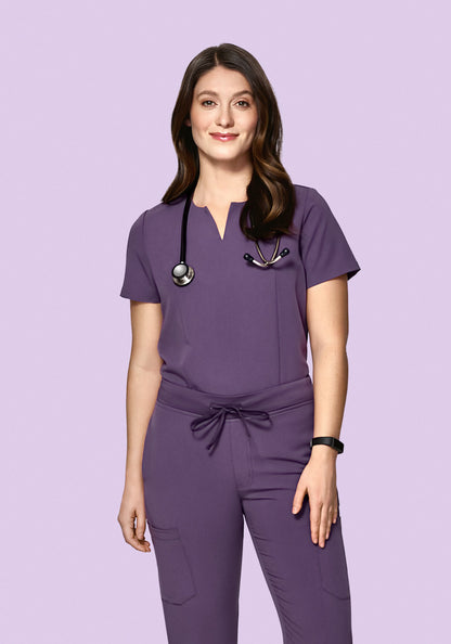 5 Pocket Notch Neck Top Dewberry