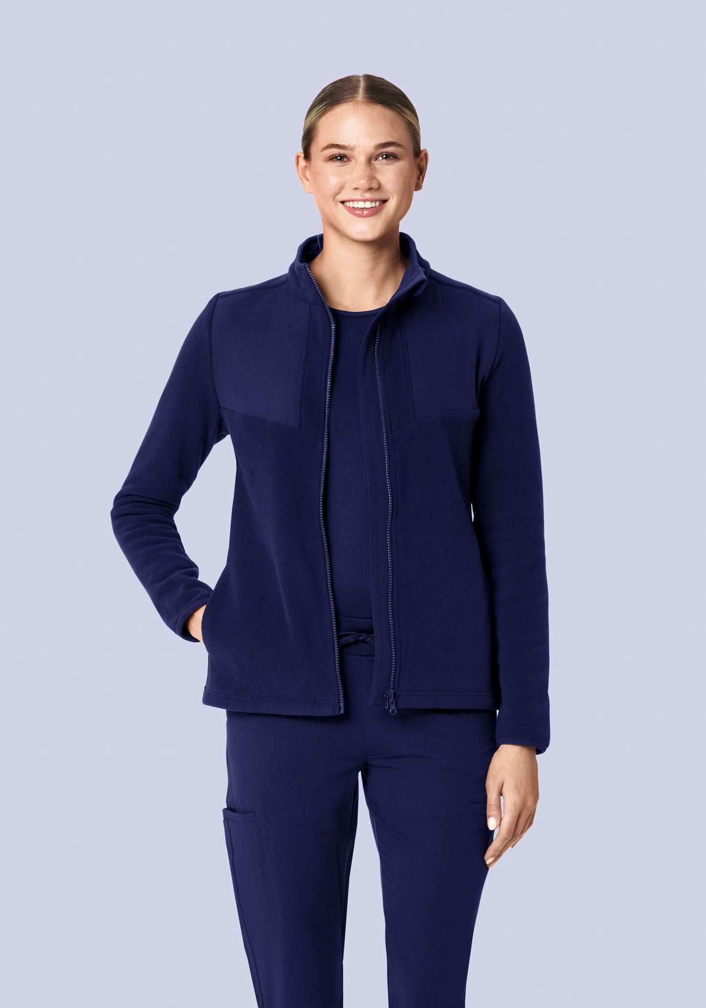 Women's Fleece Scrub Jacket Navy