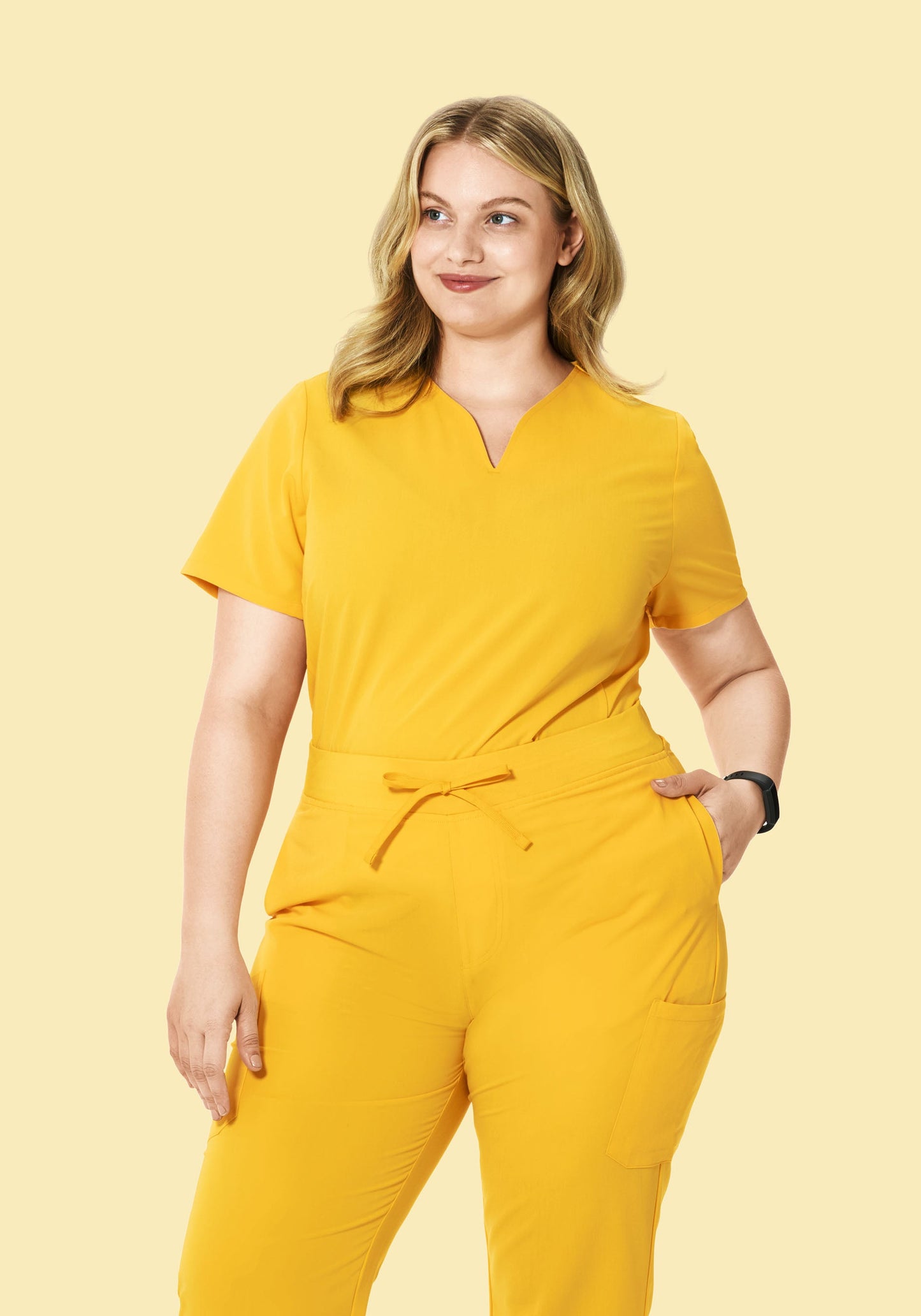 Curved V-Neck Top Daffodil