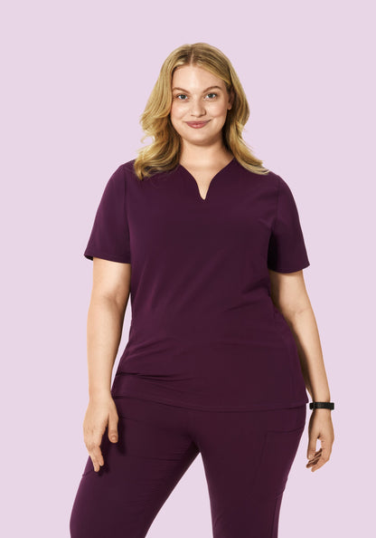 Curved V-Neck Top Açaí