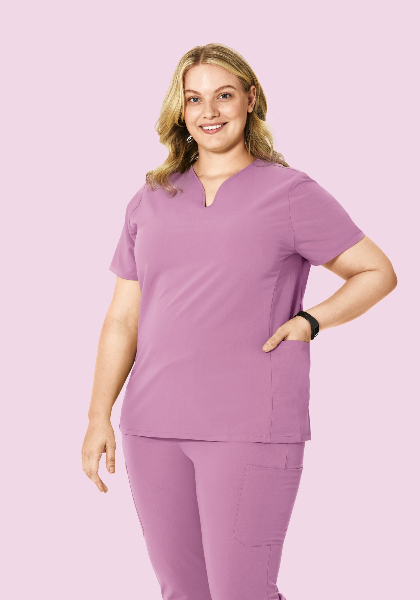 Curved V-Neck Top Lilac
