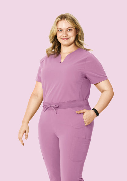 Curved V-Neck Top Lilac