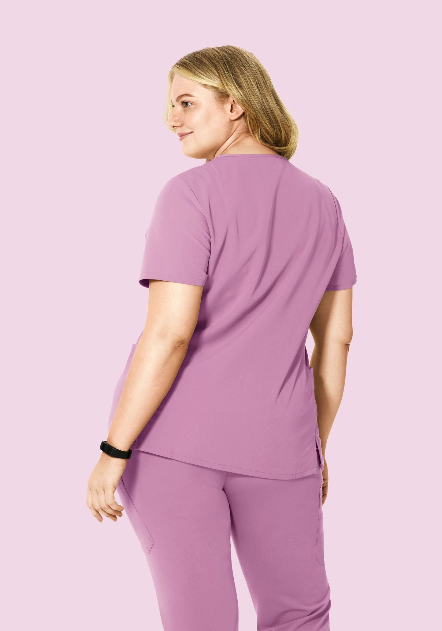 Curved V-Neck Top Lilac