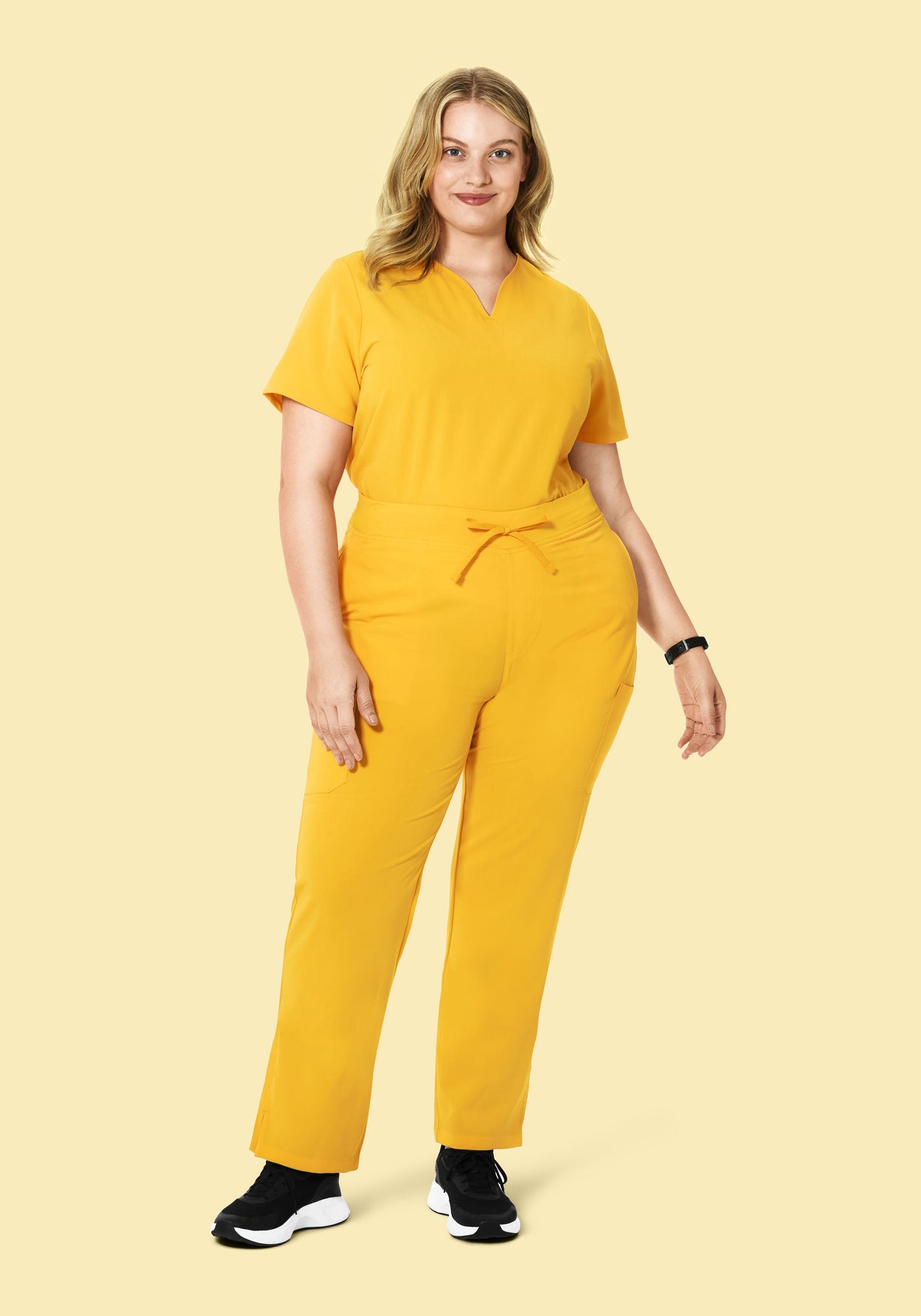 Curved V-Neck Top Daffodil