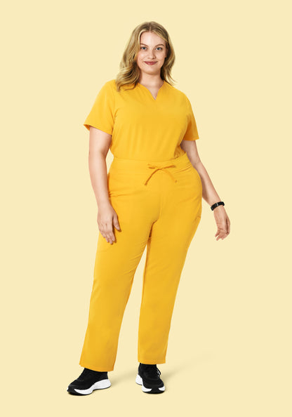 Curved V-Neck Top Daffodil