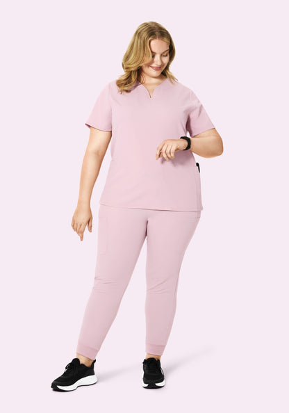 Curved V-Neck Top Blush Blossom