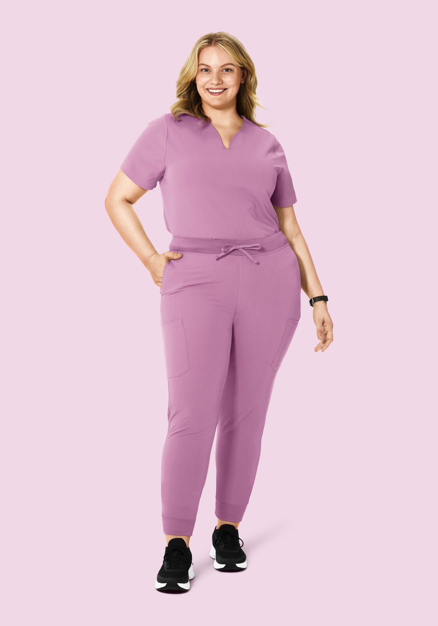 Curved V-Neck Top Lilac