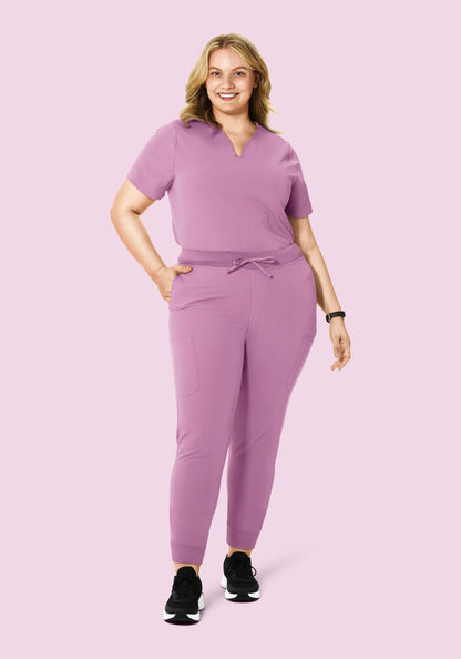 Curved V-Neck Top Lilac