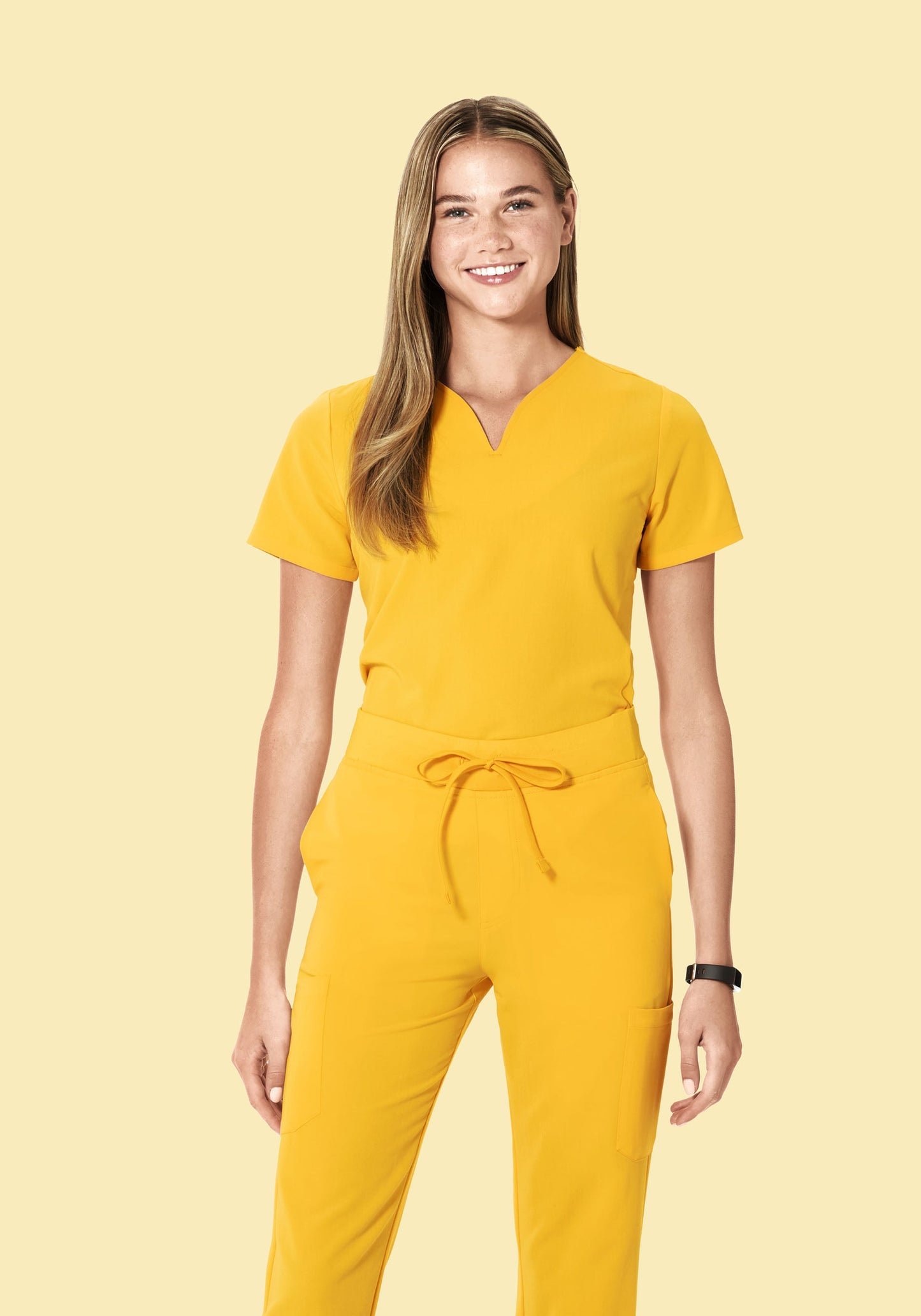 Curved V-Neck Top Daffodil