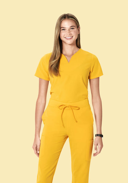 Curved V-Neck Top Daffodil