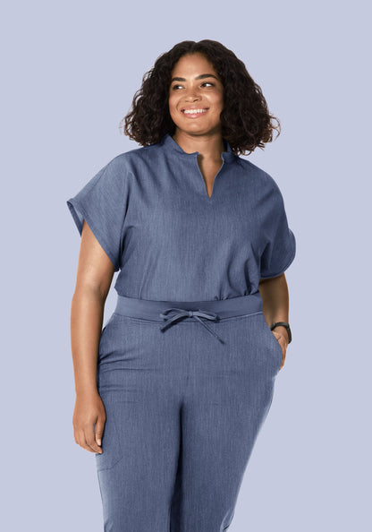 Mandarin Dolman Top Heather Denim