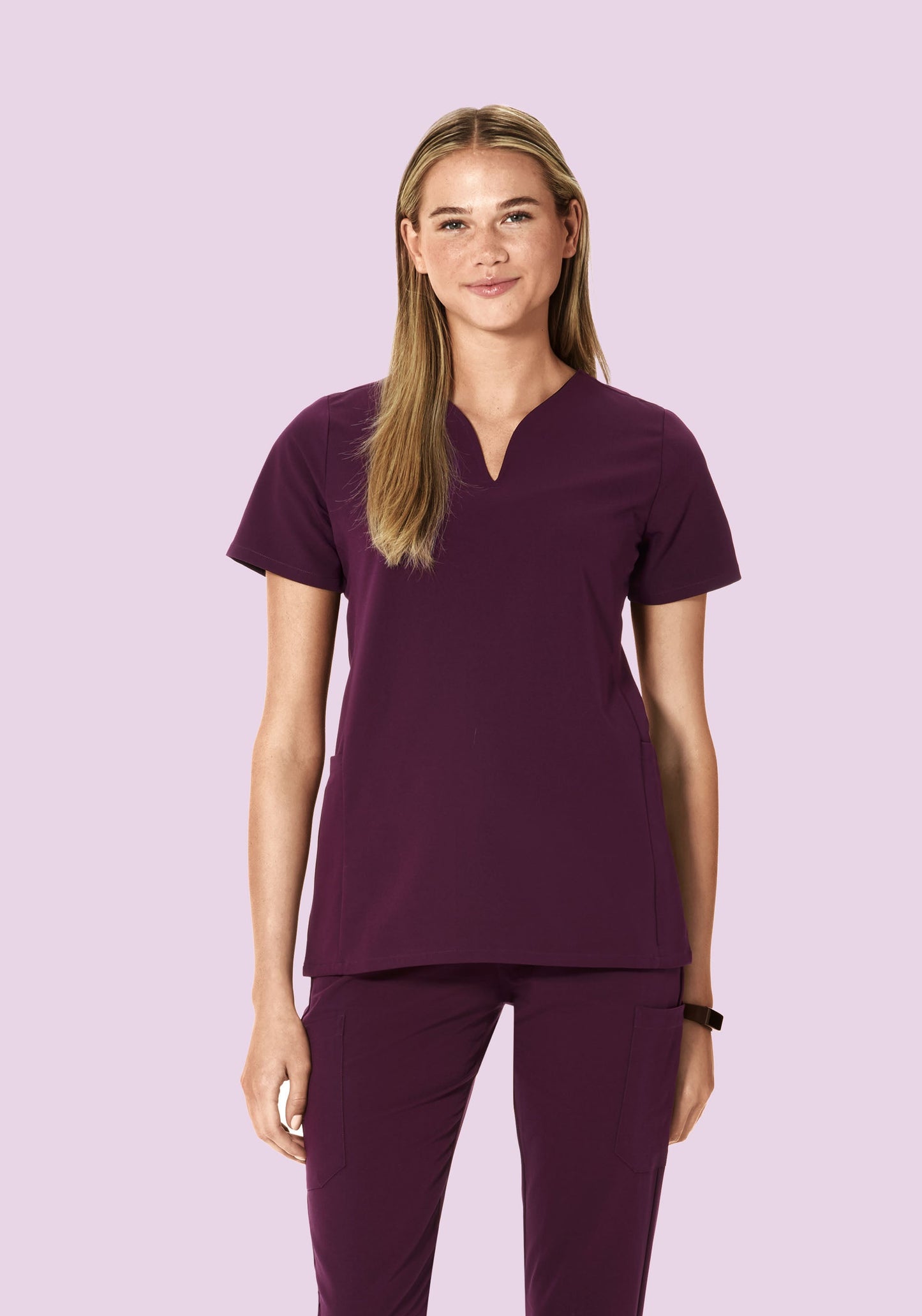 Curved V-Neck Top Açaí