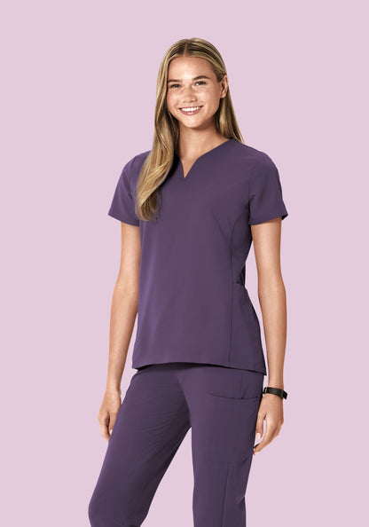 Curved V-Neck Top Deep Dewberry