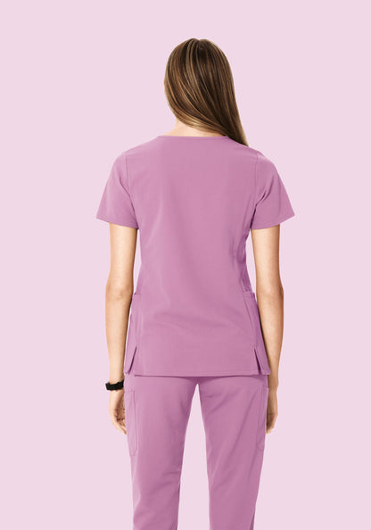 Curved V-Neck Top Lilac