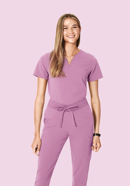 Curved V-Neck Top Lilac