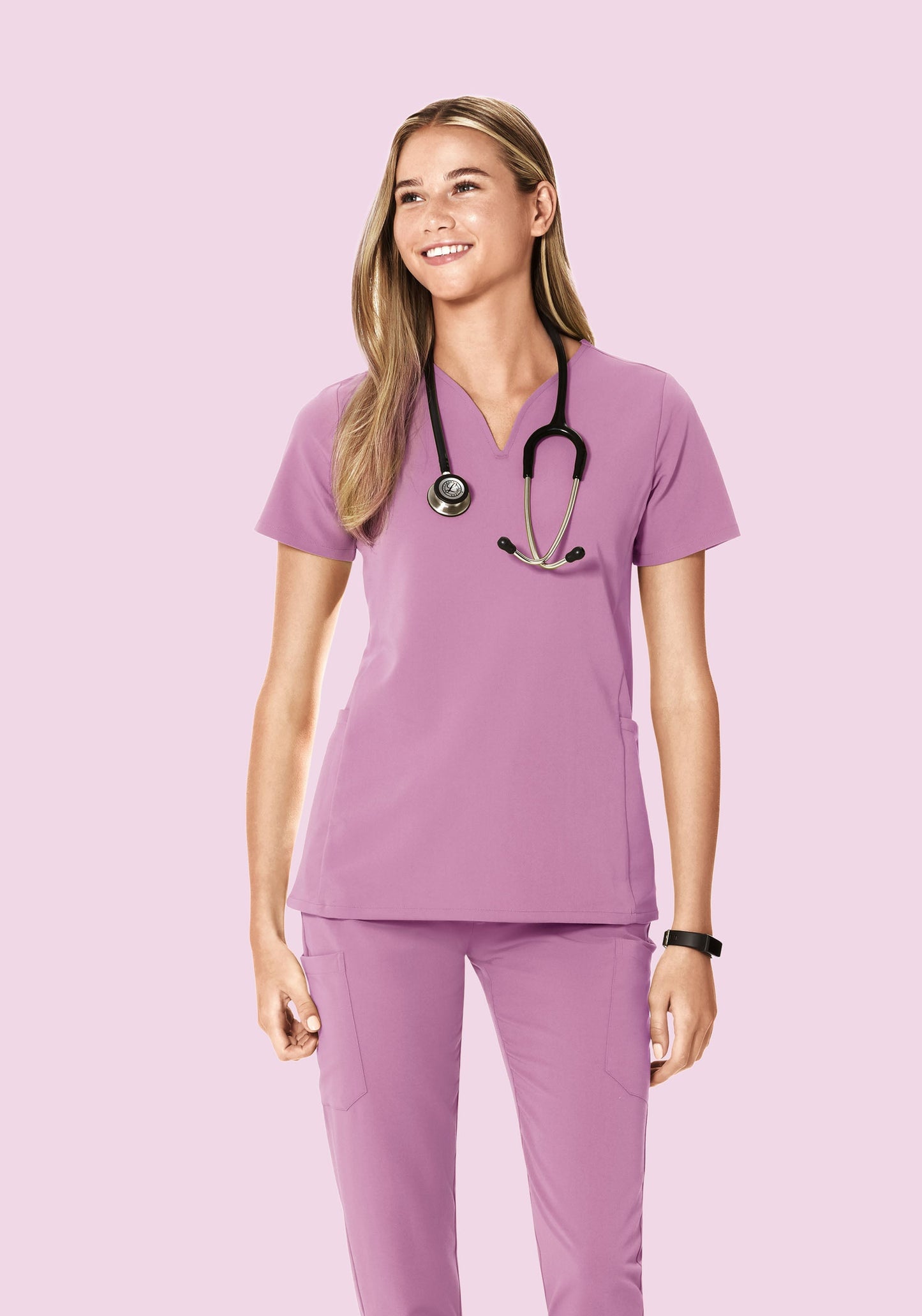 Curved V-Neck Top Lilac