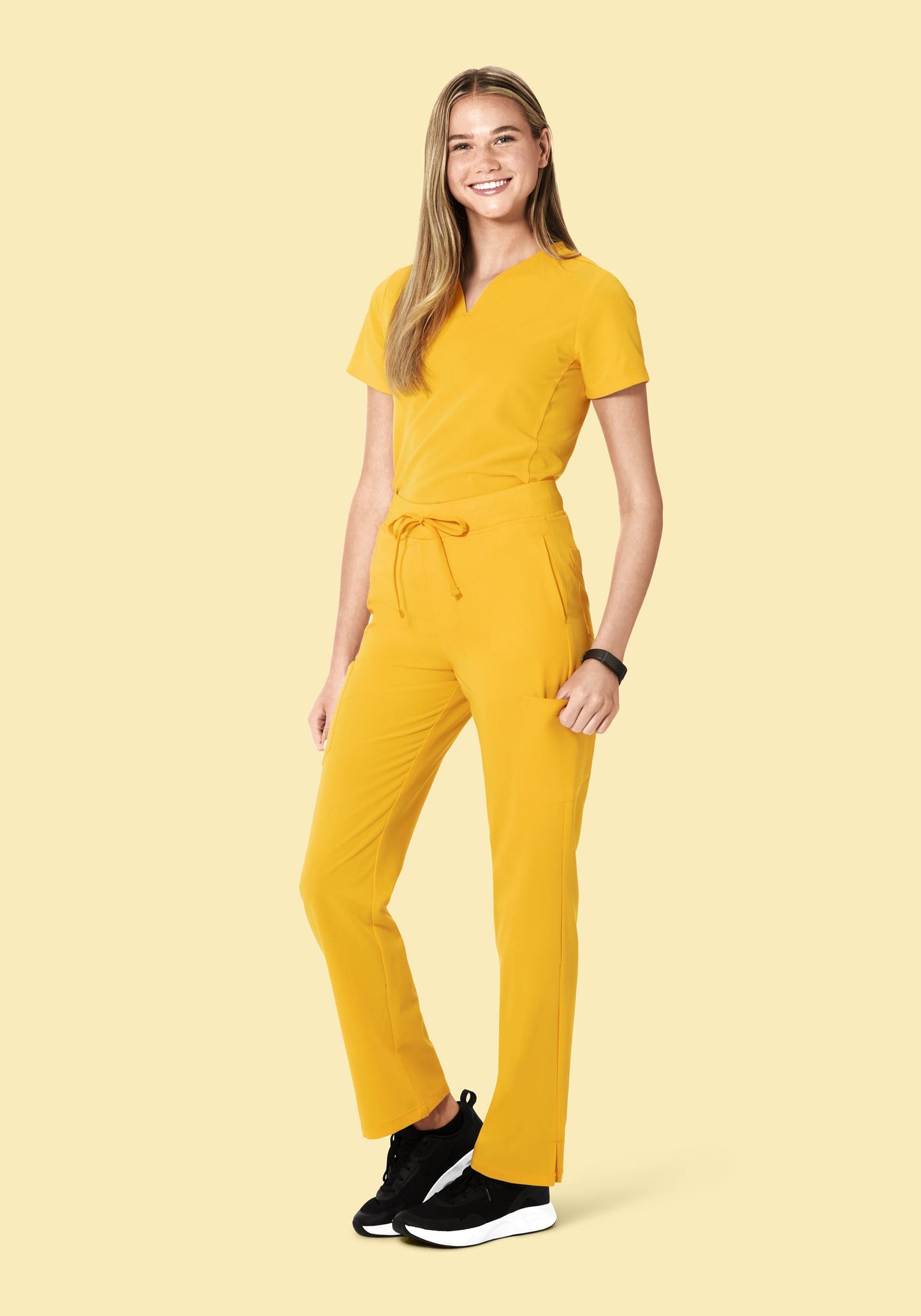 Curved V-Neck Top Daffodil