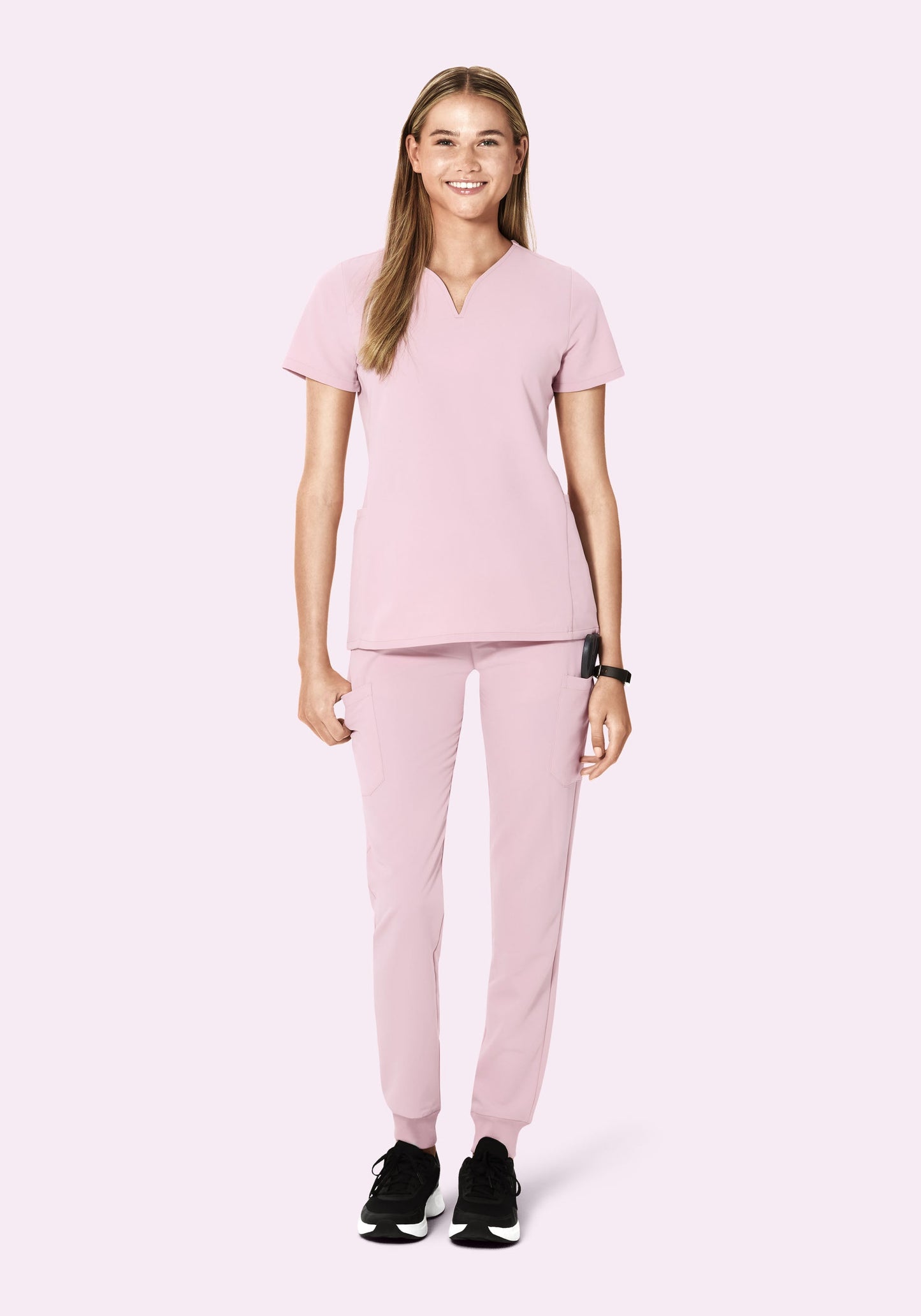 Curved V-Neck Top Blush Blossom