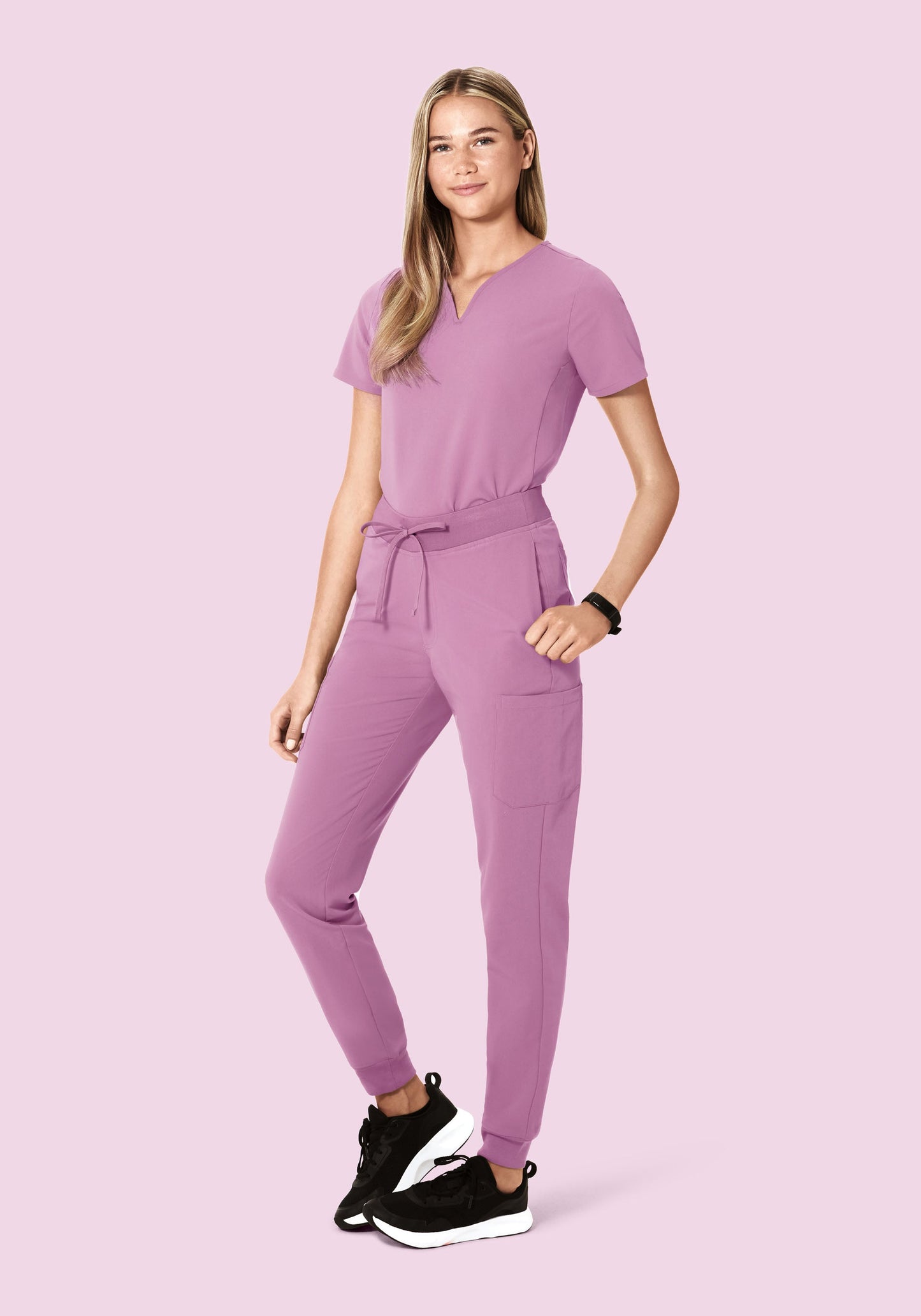 Curved V-Neck Top Lilac
