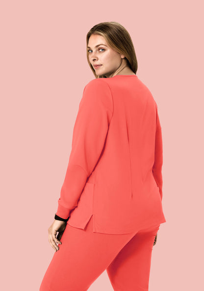 Long Sleeve 6 Pocket Top Sunkissed Coral