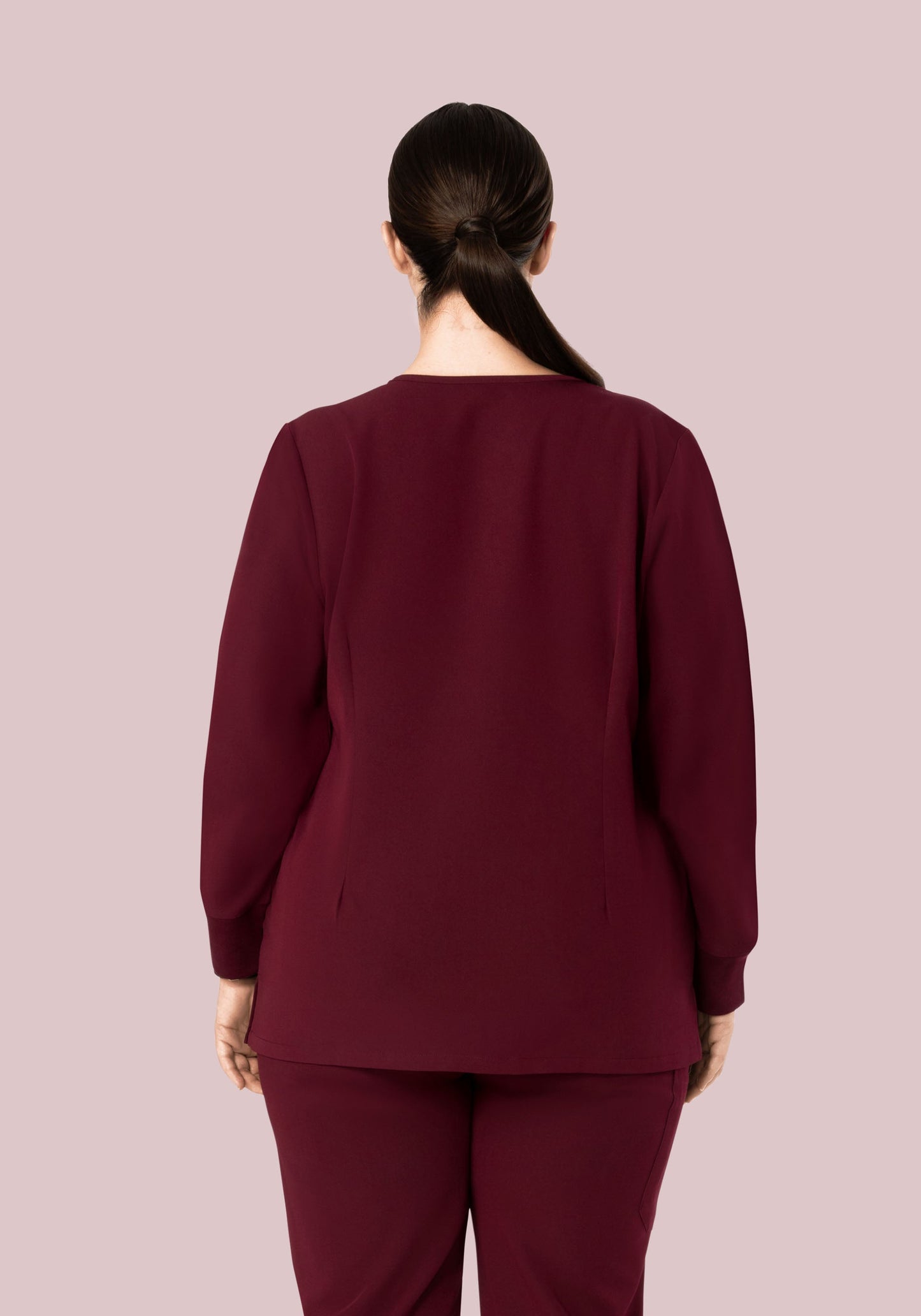 Long Sleeve Notch Neck Top Wine