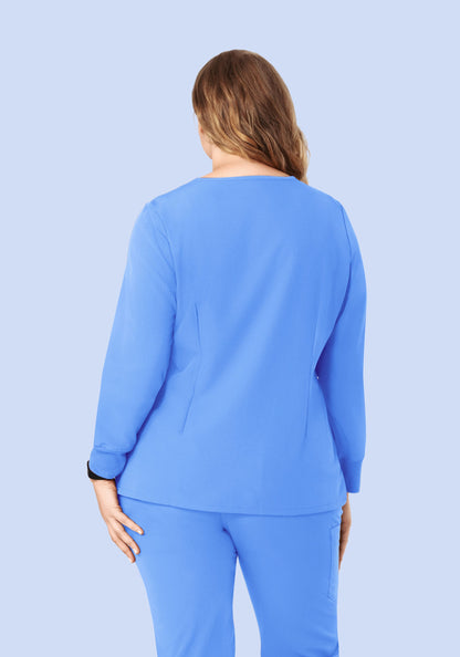 Long Sleeve 6 Pocket Top Ceil Blue