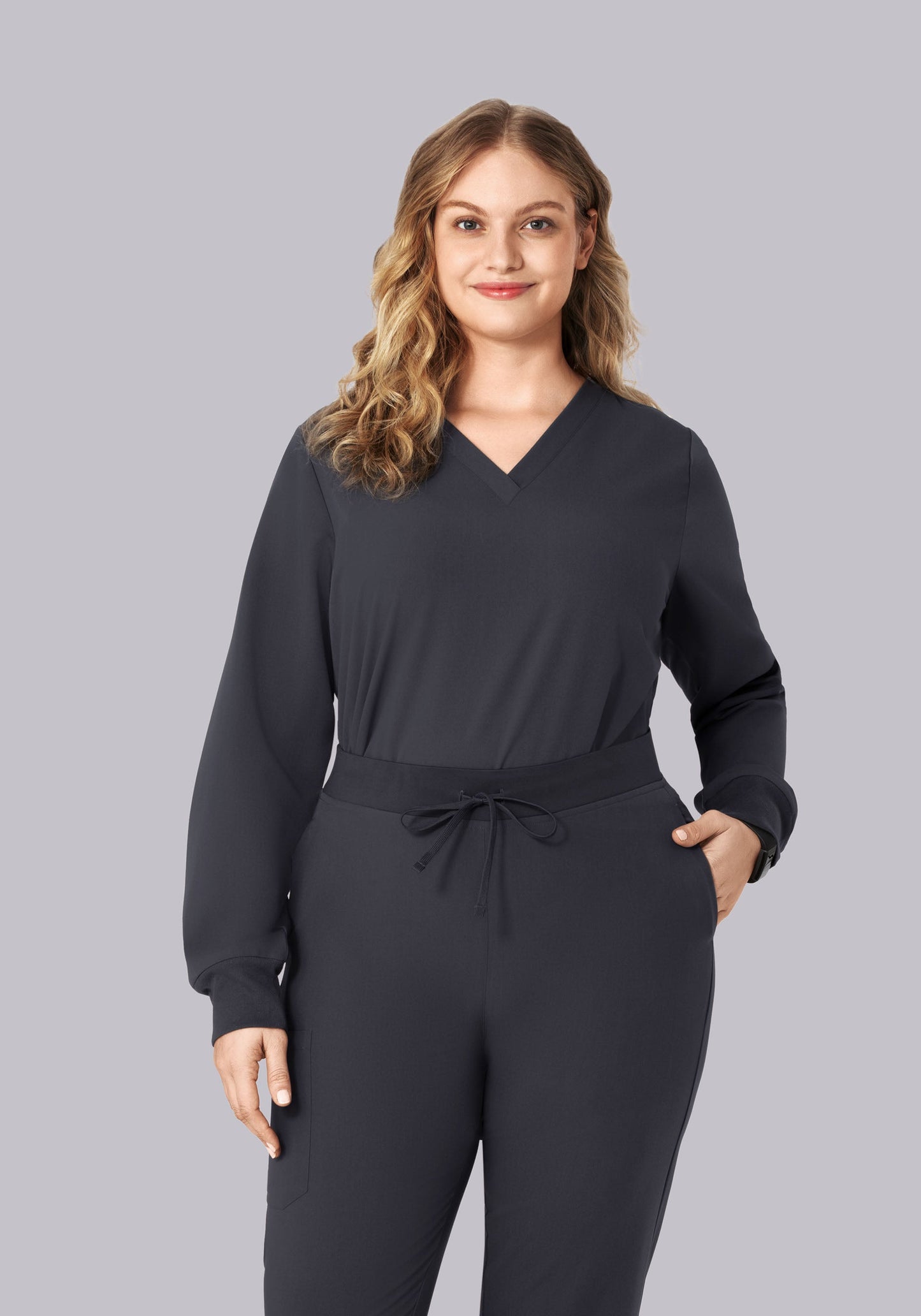 Long Sleeve 6 Pocket Top Pewter