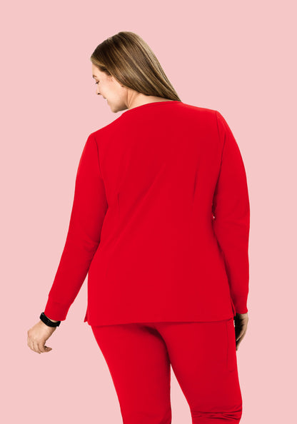 Long Sleeve 6 Pocket Top Candy Red