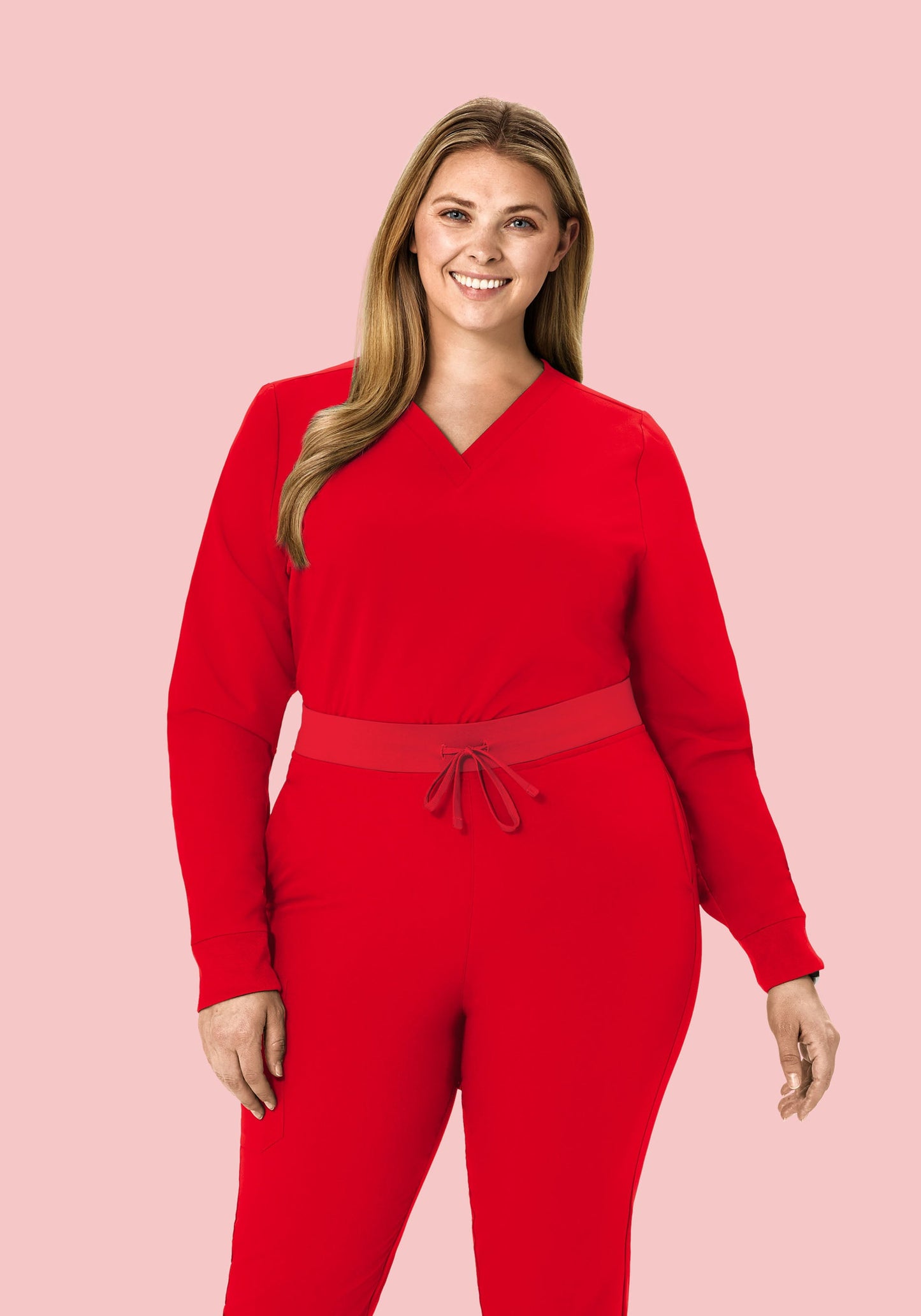 Long Sleeve 6 Pocket Top Candy Red