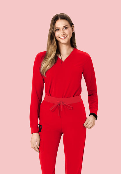 Long Sleeve 6 Pocket Top Candy Red