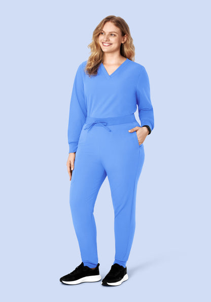 Long Sleeve 6 Pocket Top Ceil Blue