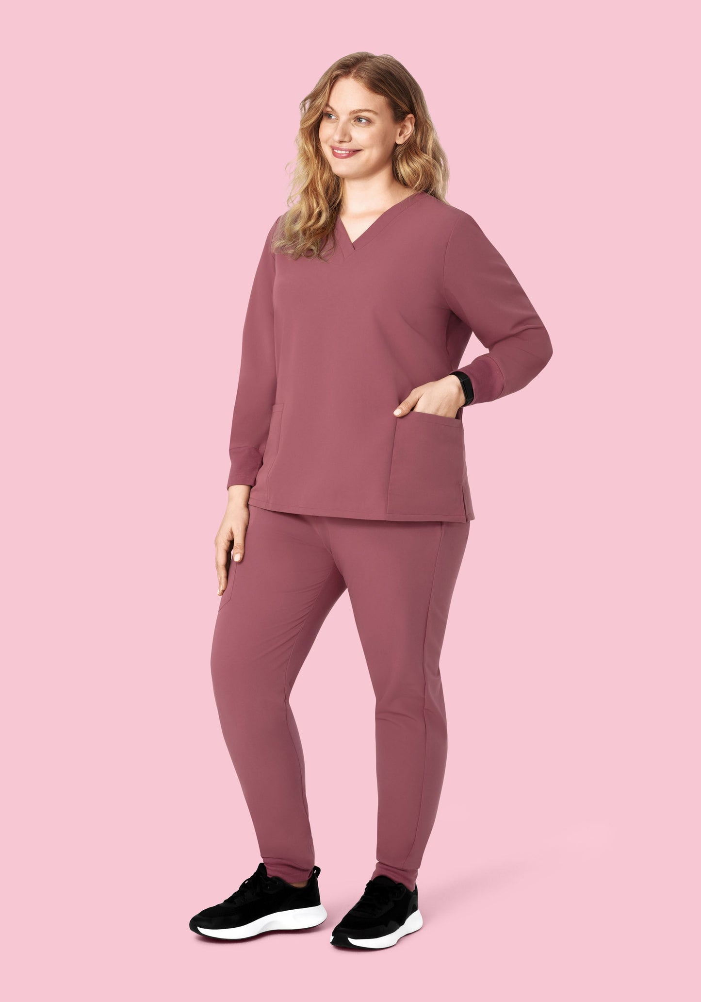 Long Sleeve 6 Pocket Top Mauve