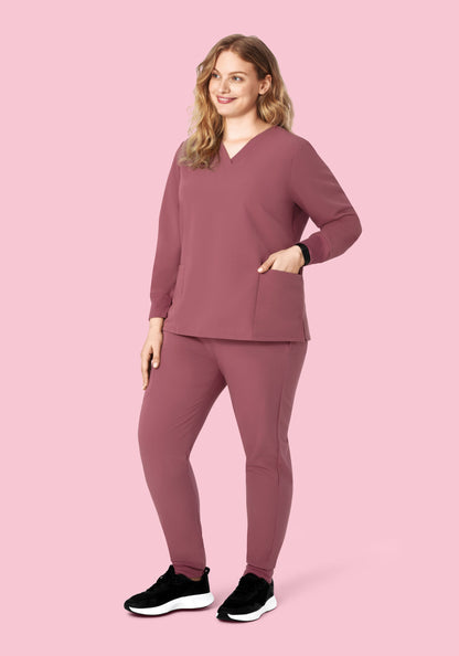 Long Sleeve 6 Pocket Top Mauve