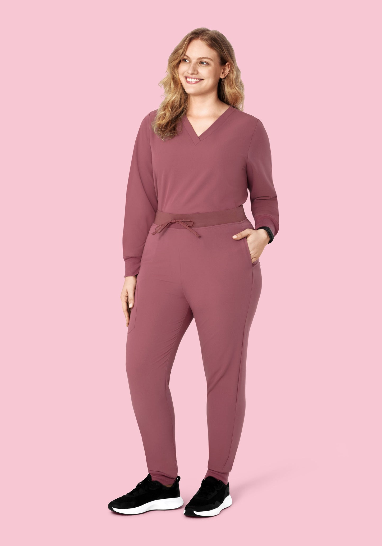 Long Sleeve 6 Pocket Top Mauve