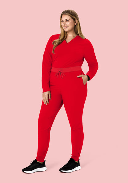 Long Sleeve 6 Pocket Top Candy Red