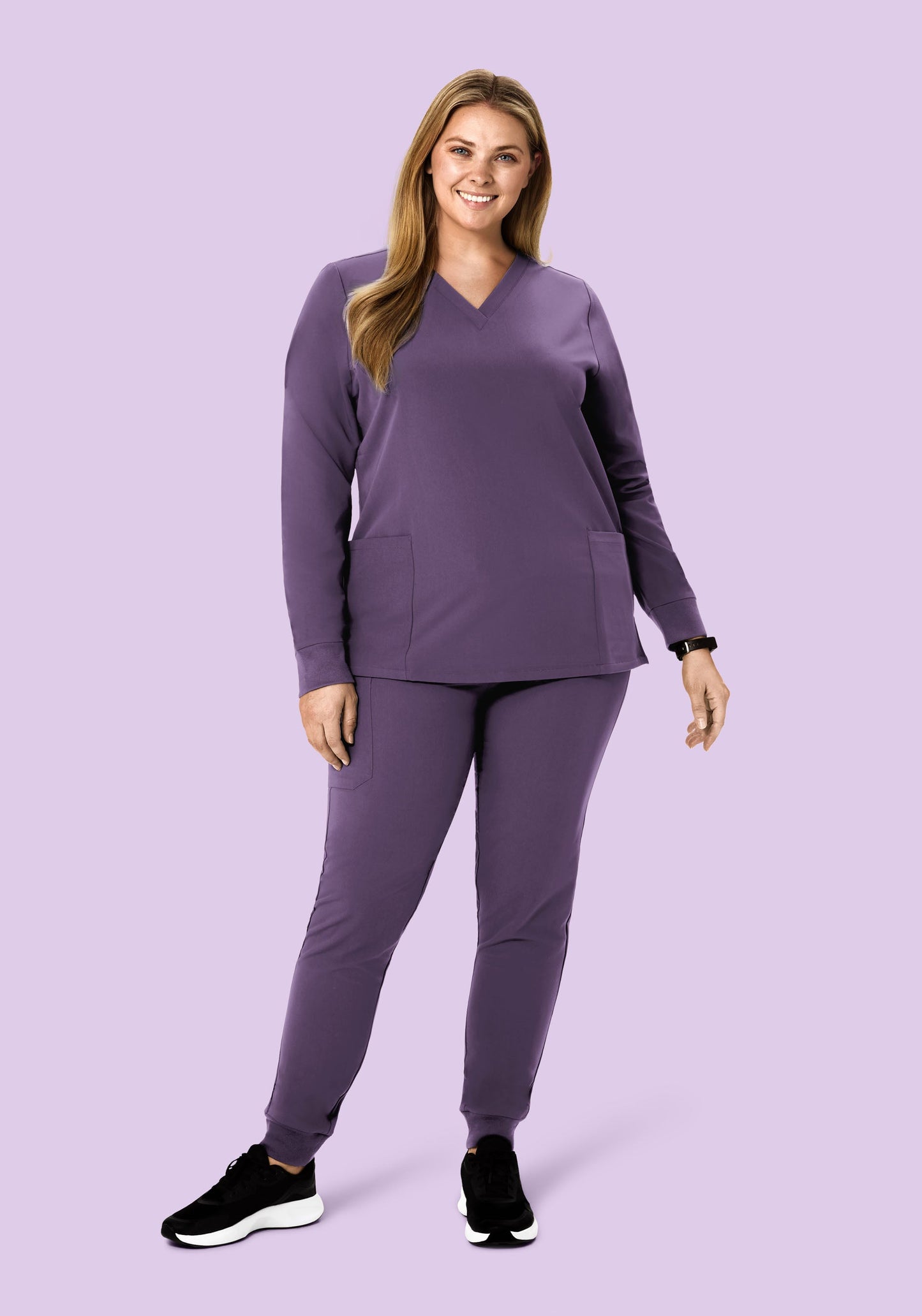 Long Sleeve 6 Pocket Top Dewberry