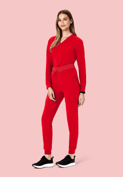 Long Sleeve 6 Pocket Top Candy Red