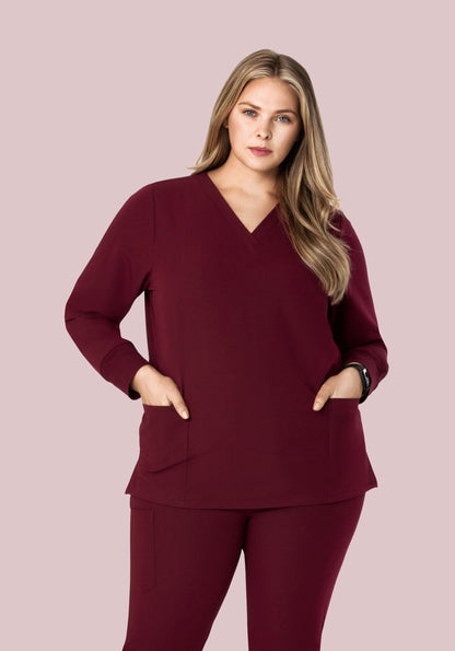 Long Sleeve 6 Pocket Top Wine